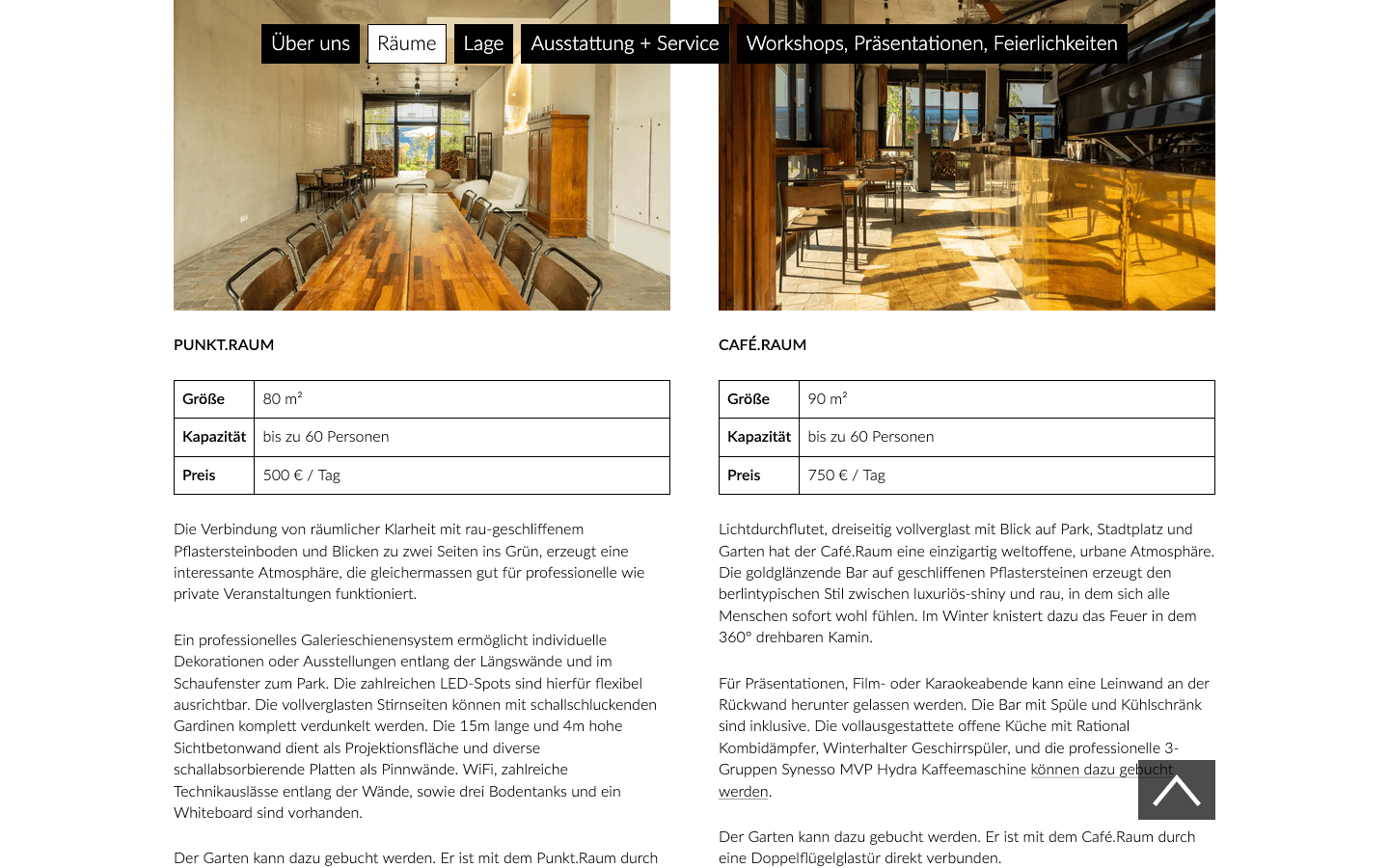 Desktop view: Café Nullpunkt