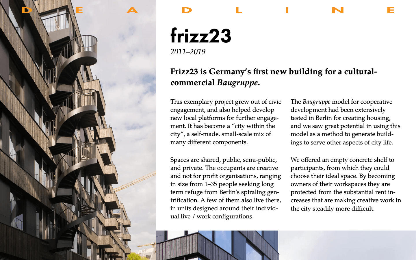 Desktop view: Deadline Architects