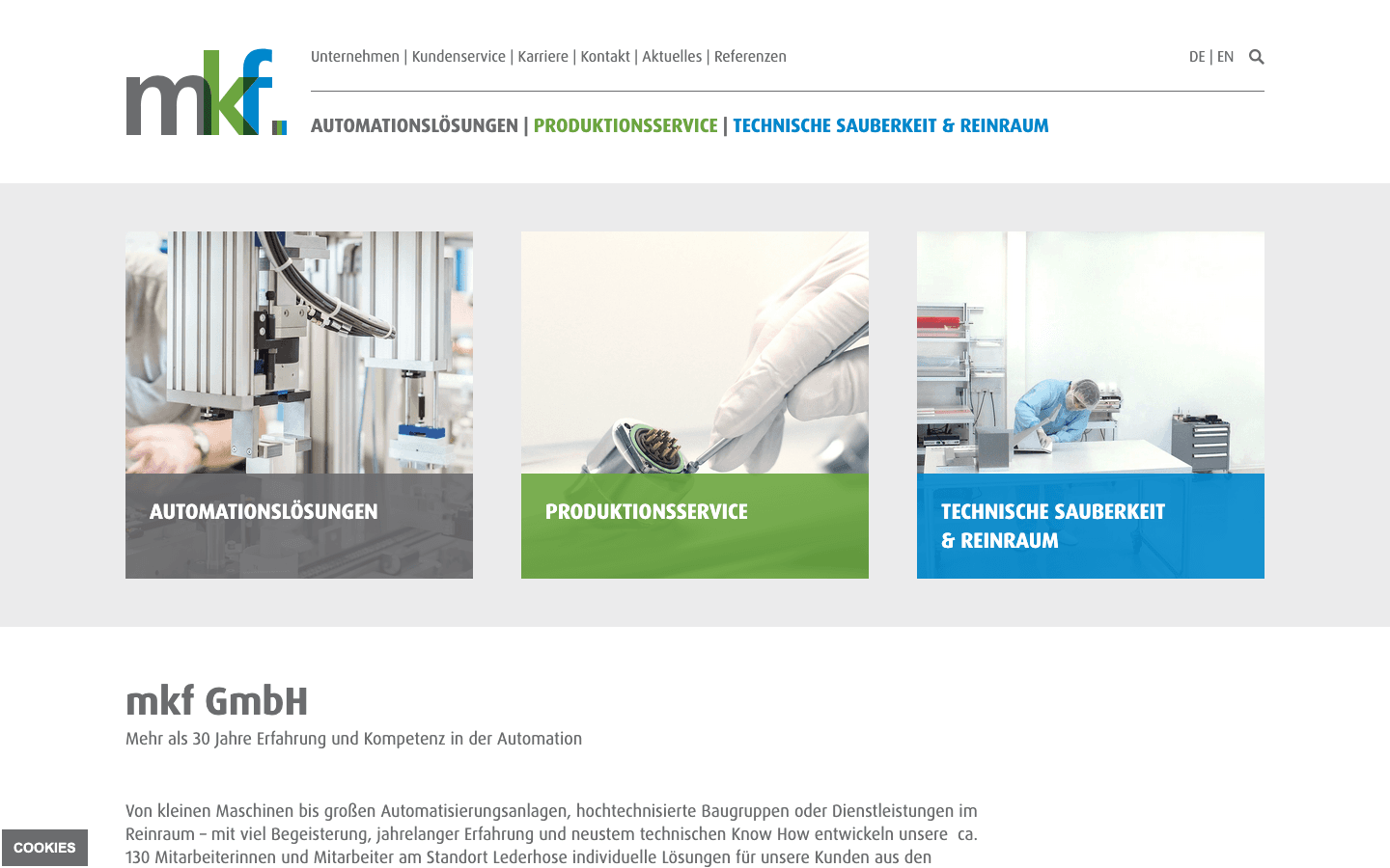 Desktop view: mkf GmbH