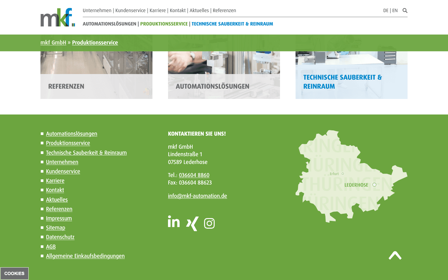 Desktop view: mkf GmbH