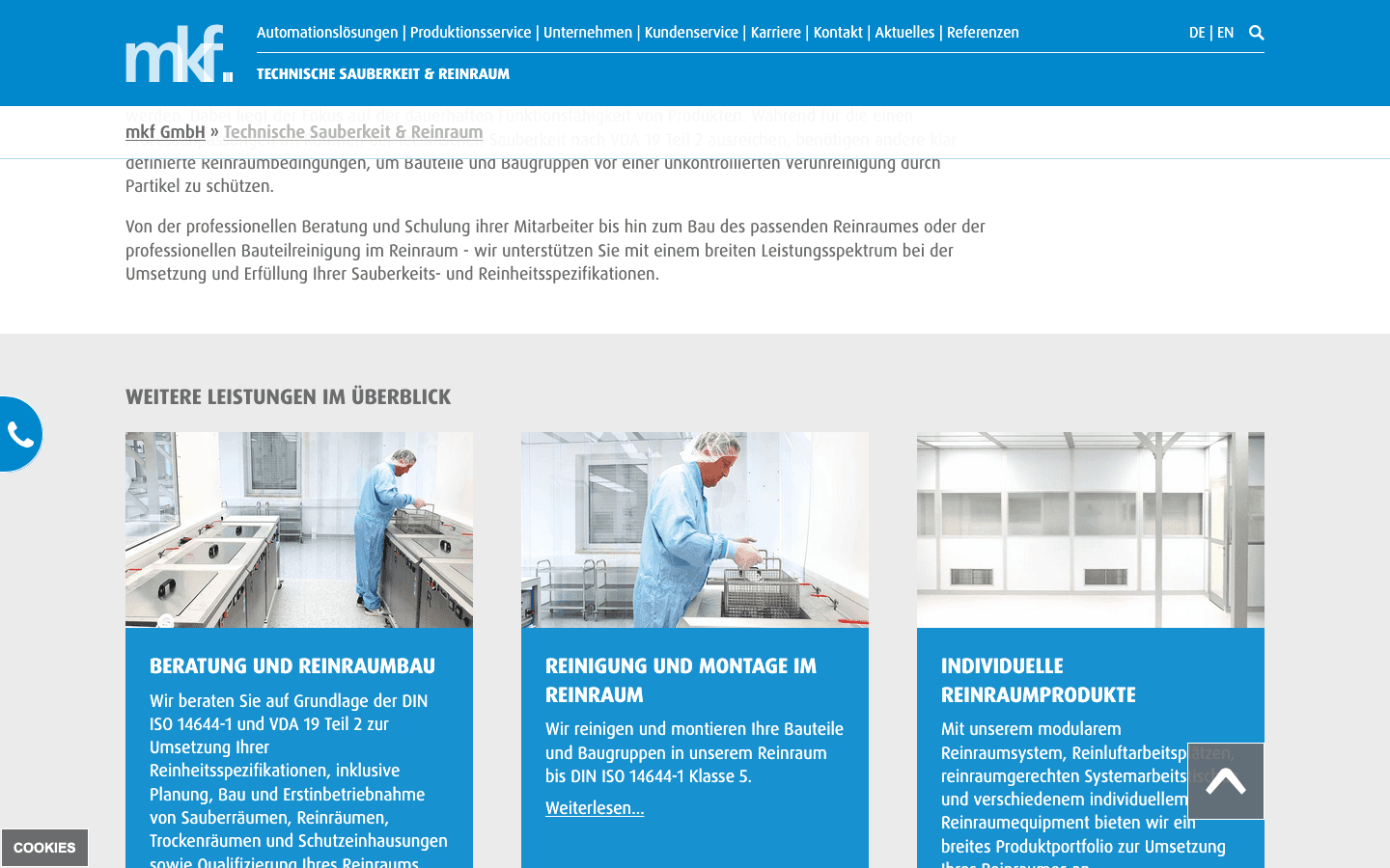 Desktop view: mkf GmbH